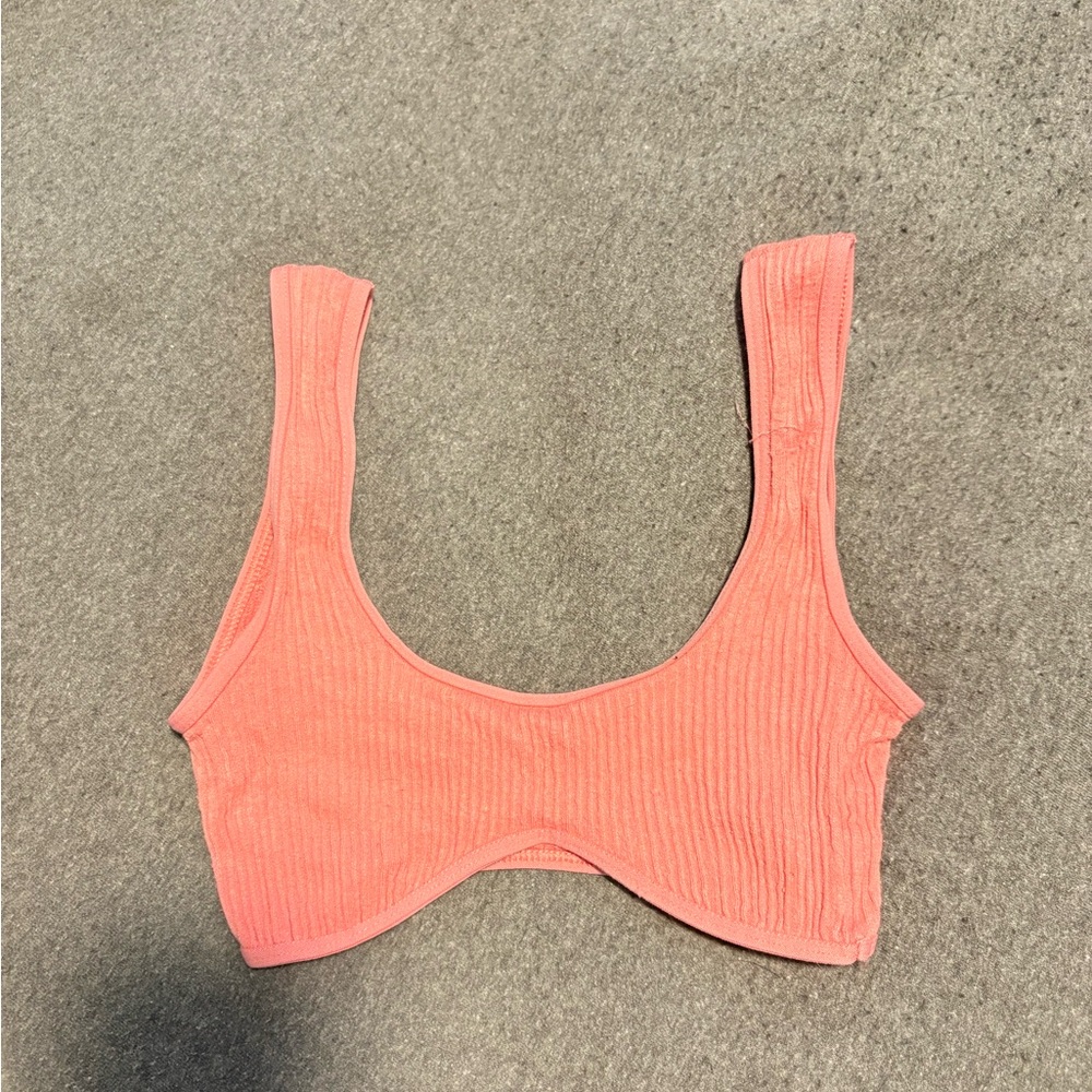 Coral Ribbed Crop Top